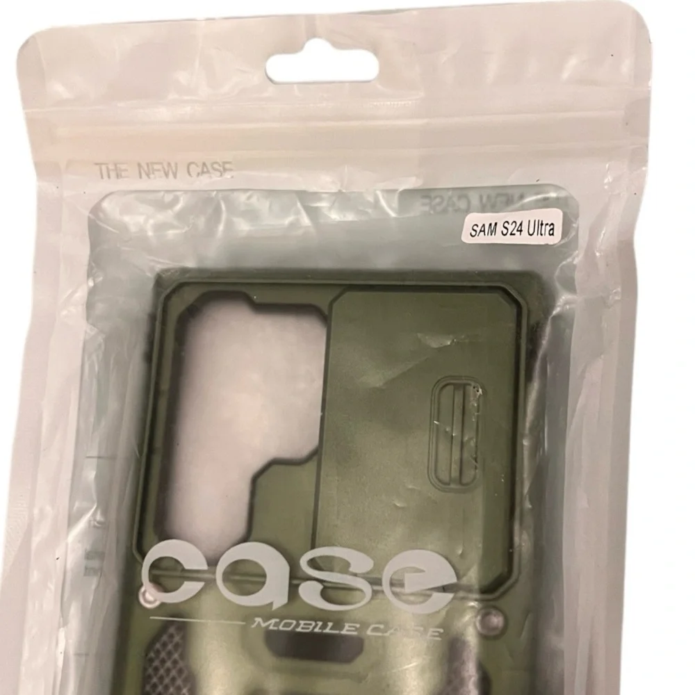 Olive Green Samsung Galaxy S24 Ultra Case with Slide Camera Cover & Kickstand